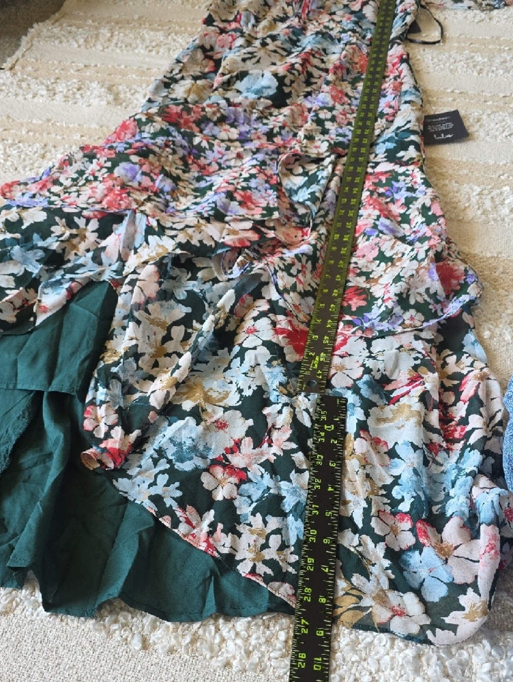 Lulu's Floral Ruffle High-Low Maxi Dress - Pink, Green, Blue Medium - Picture 8 of 8